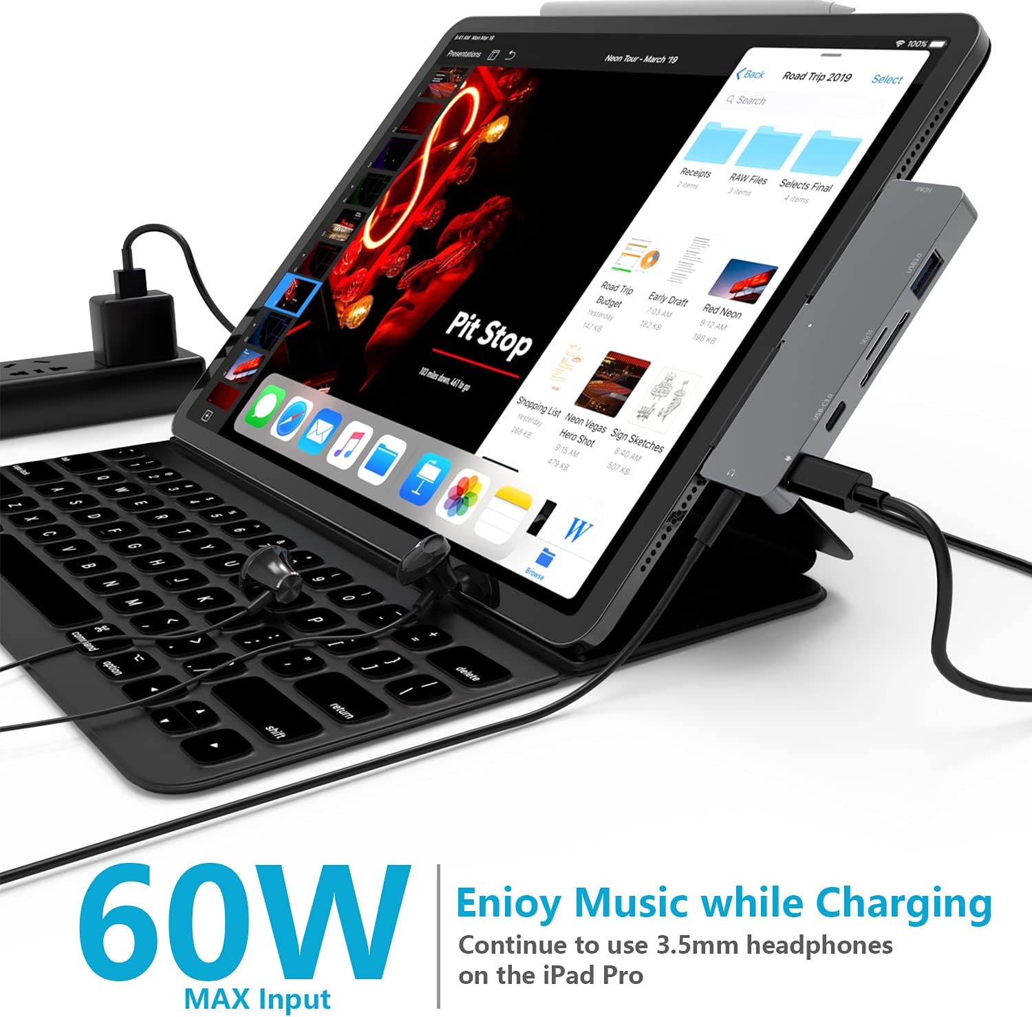 USB C HUB for iPad Pro 7-in-1 Adapter iPad Pro 12.9 11 inch iPad Air 5 4 Docking Station with 4K HDMI, USB-C PD, SD/TF Card Read