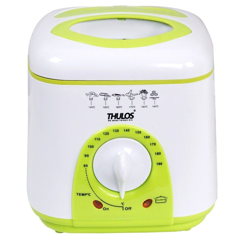 Thulos Freidora Eléctrica TH-FR10 1L Cesta Desmontable Termostato Ajustable 80-90 ºC 950W Pies de Goma Antideslizante