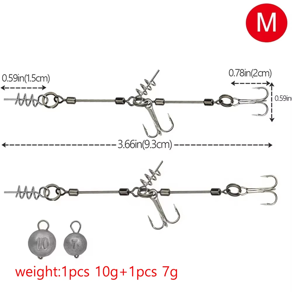 THKFISH Pike Stinger Rig anzuelos triples S M L anzuelo de pesca con tornillo de múltiples depósitos con conector de clavija de peso de plomo para Swimbait: Amarillo claro