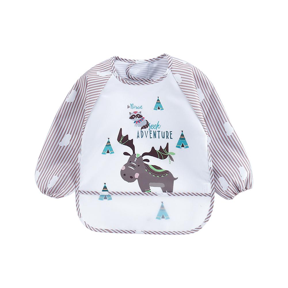 Karikatur Baby Lätzchen Schürze Einstellbar Spucktücher Fütterung mit Langen Ärmeln Baby Zubehör Zeug Nette Tiere bavoir kleinkind freundlicher: hell Braun