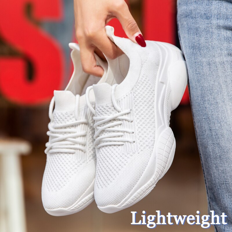 Damyuan Platte Schoenen Vrouwen Lente Mesh Zapatos De Mujer Breien Loafers Vrouwelijke Ademend Platform Sneakers Dames Zachte