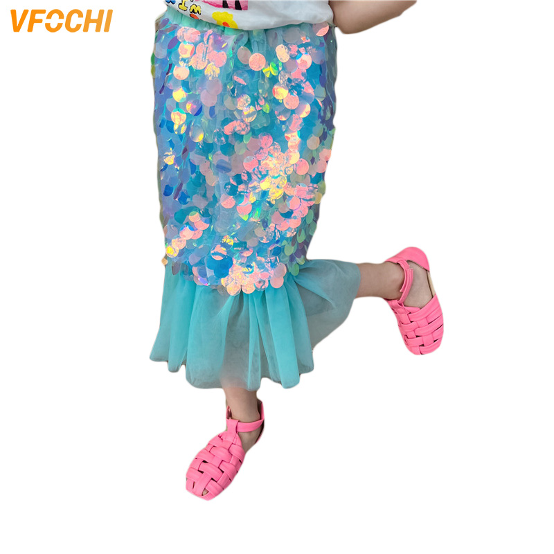 VFOCHI 2022 dziewczyna spódnica wiosna lato cekiny dziewczyny spódnice syreny nastolatek dziewczyna ubrania moda dzieci spódnica niejednolita całość dziewczyny spódnica