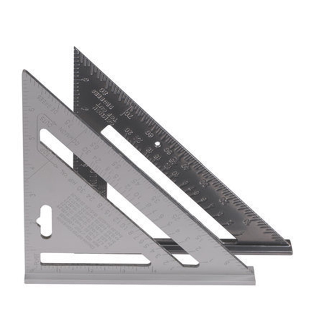 7" Triangle Square Ruler Aluminum Alloy Speed Protractor Miter For Carpenter Tri-square Line Scriber Saw Guide Measurement Tool