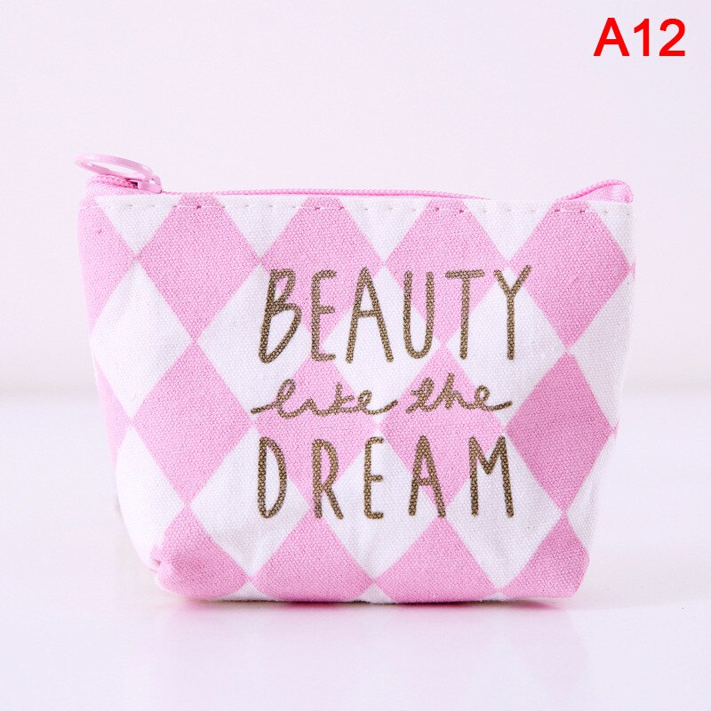 Cute Pink Canvas Coin Purse Coin Change Storage Bag Coin Bag: A12