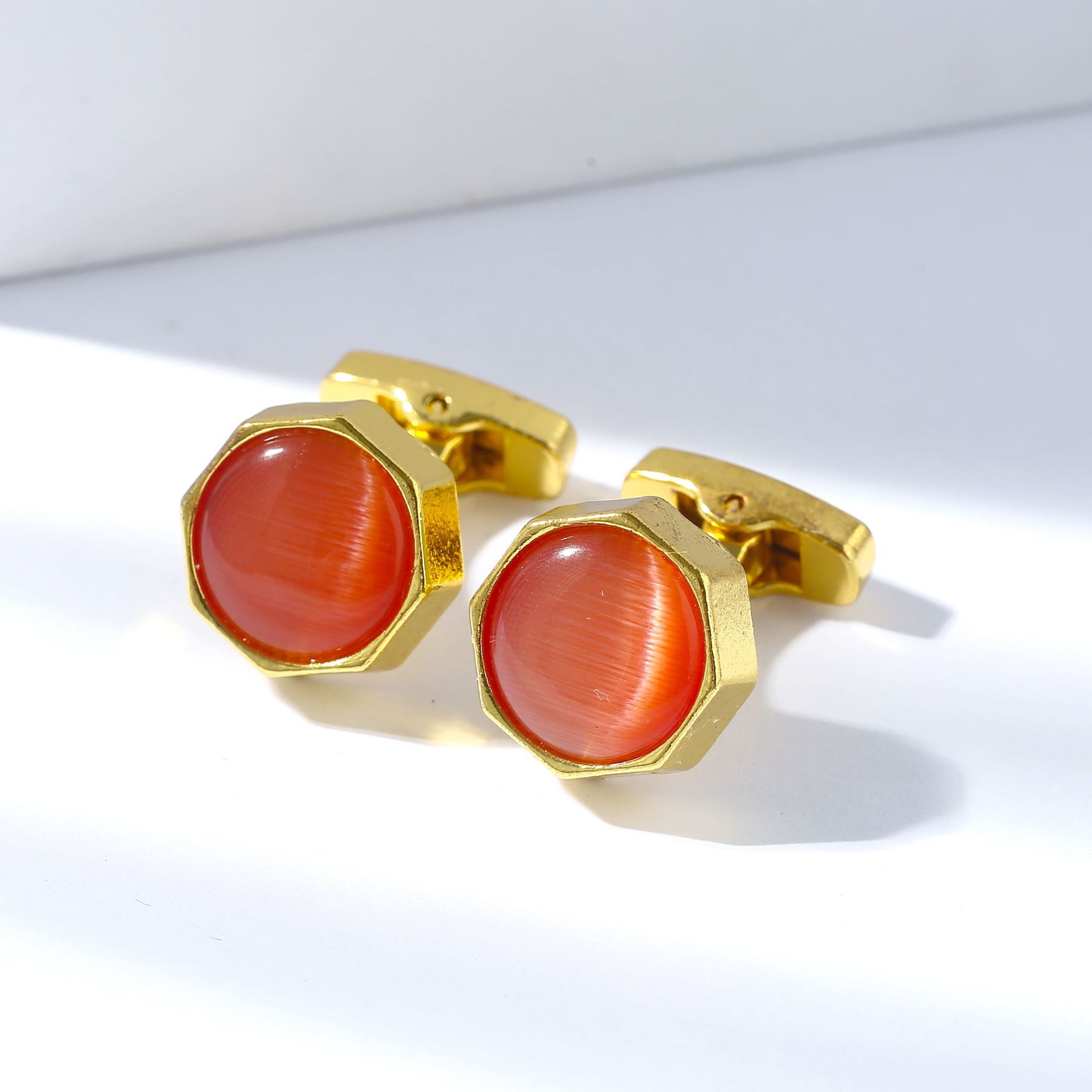 Ronde Manchetknopen Voor Mannen Natuurlijke Cat Eye Stone Manchetknopen Shirt Manchetknopen Luxe Jewley Bruiloft Accessoires: 4