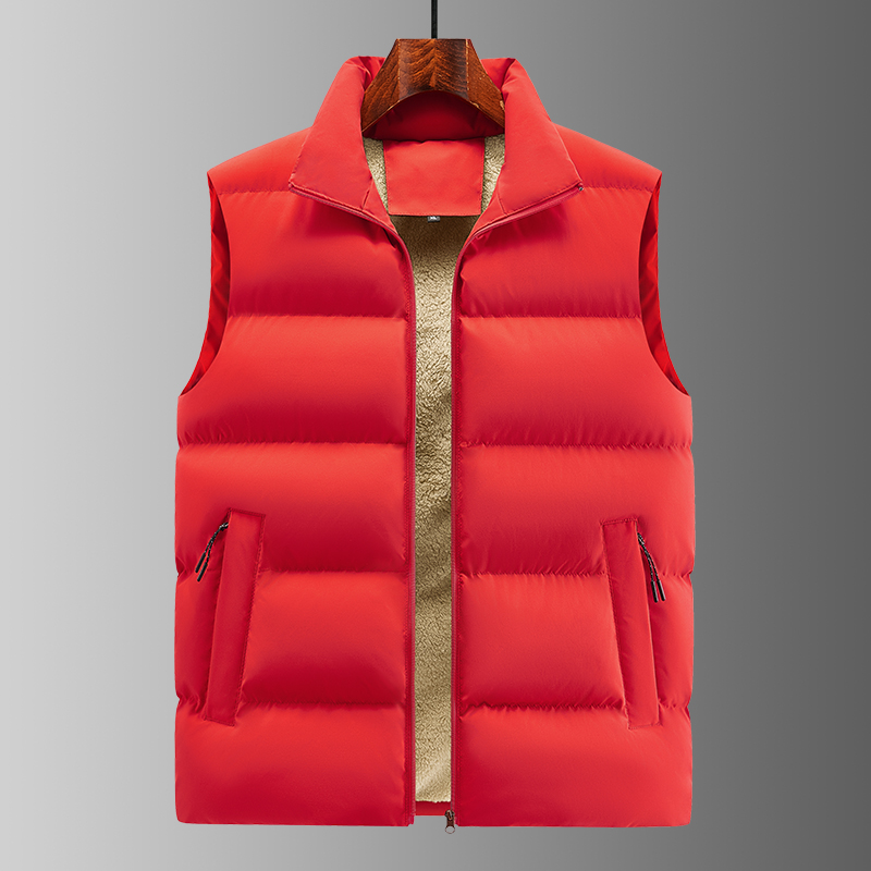 Herren Herbst und Winter neue dicke warme Daunen baumwoll weste modischer und vielseitiger lockerer lässiger Stehkragen ärmelloser Mantel: XXXL / Rot