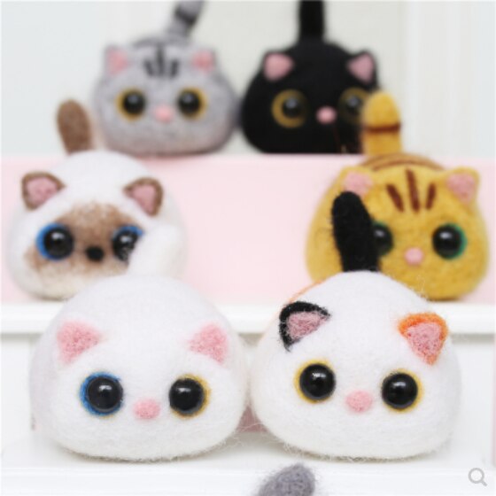 Wolle filz Jab, katze, Hand-gemacht DIY, kreative katze ei. Wolle nadel Bausatz wollfilz nadel filzen dekoration handwerk needlecra