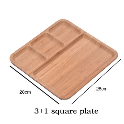 Fresh keeping tray bamboo bowl plate solid wood dividing food plate fruit plate solid wood western food tray: D