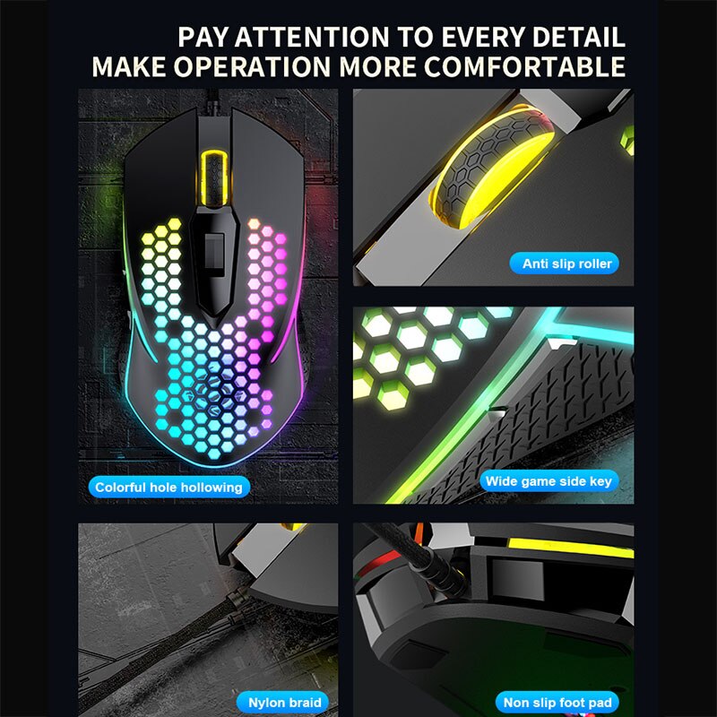 LED Glow Wired Mouse Profession Gaming Mouse 3200 DPI Optical USB Computer Mouse 6 Buttons Ergonomics Mouse For PC laptops