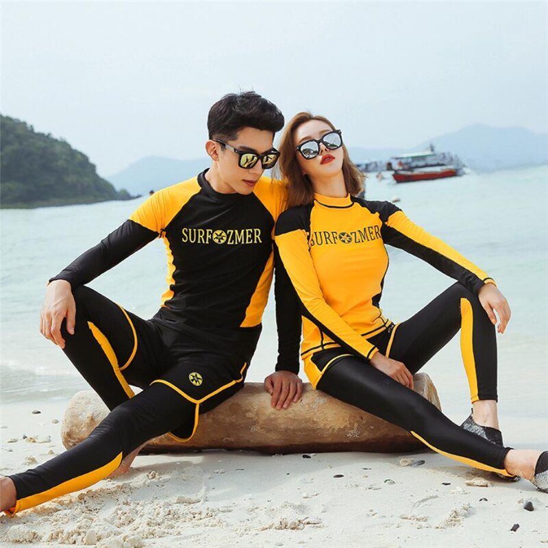 Koreansk stil surfing badedragt til par mænd og kvinder langærmede rashguard dykning sport uv badetøj rash guard