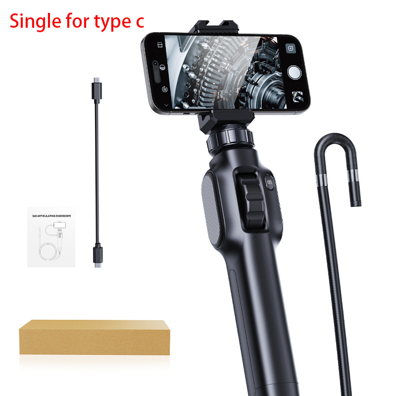 Typ C 360 ° Dwukierunkowa obrotowa przegubowa kamera endoskopowa HD 1080P inspekcja samochodu endoskop przemysłowy z 8 diodami LED dla IOS Android: Black