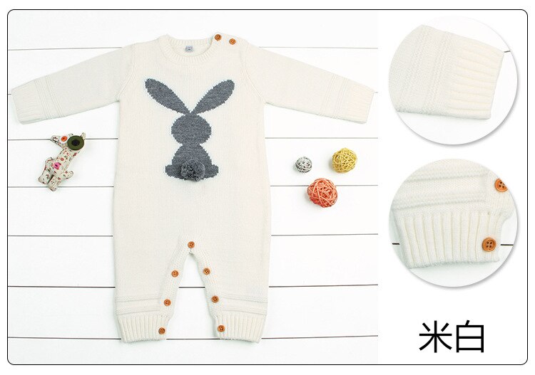Baby Rompers Clothes Newborn Candy Color Knitted Toddler Kids Girls Jumpsuits Long Sleeve Infant Boys Overalls Children Outfits: bai / 80