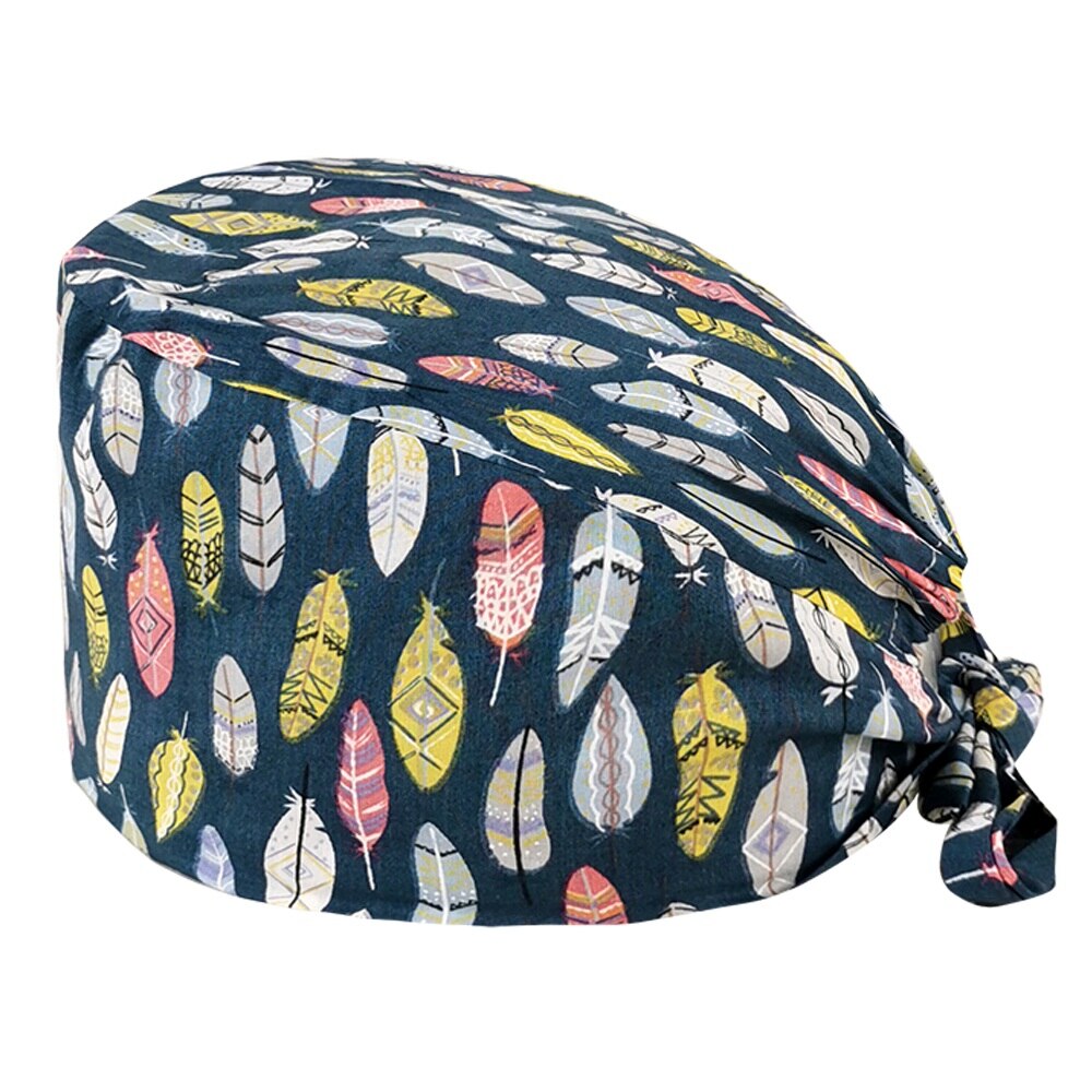 pure cotton cartoon print nurse cap operating room unisex work cap hospital nursing scrub cap: 22044
