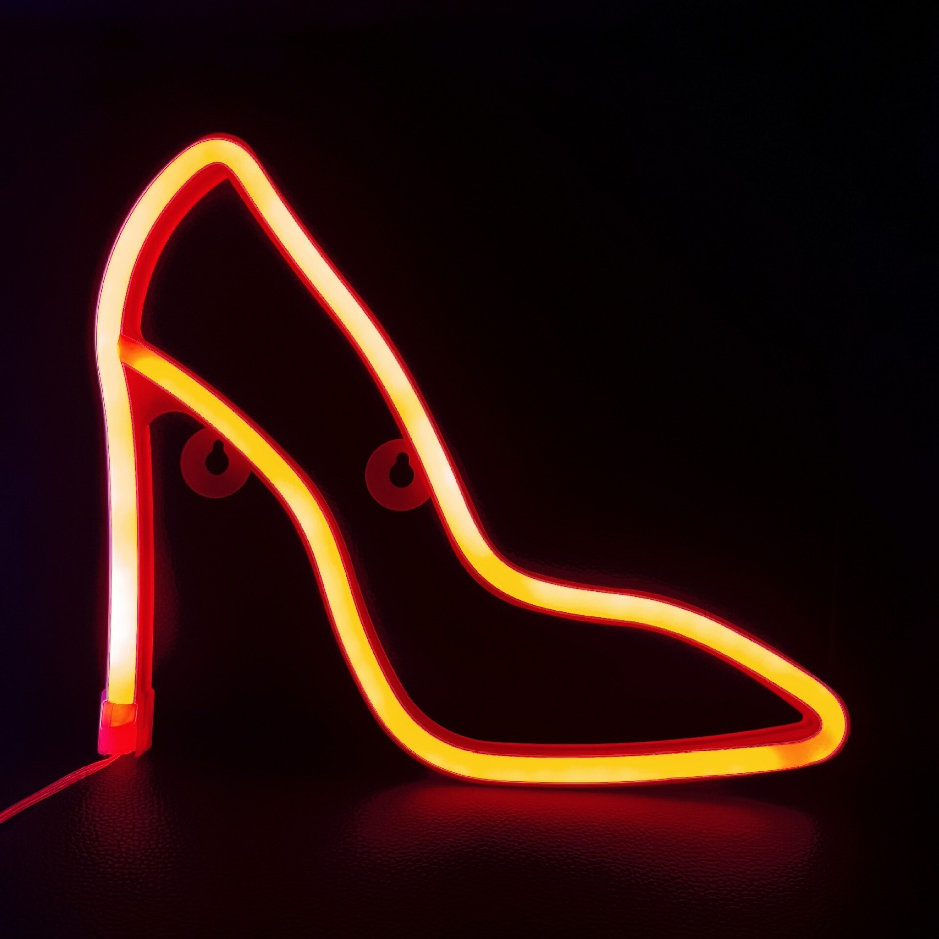sole neon luce portato scarpe col tacco luci per insegne al neon lampada da parete con alimentazione a batteria USB per telecamera lampade da parete per la casa decorazioni per matrimoni: Shoes rosso