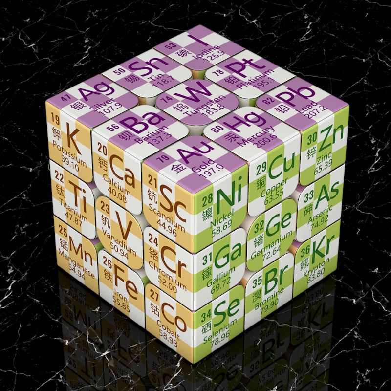 Cube magique 3x3x3, tableau périodique chimique, physique, Puzzle 3x3, pour étudiants, formule mathématique, jouet d'apprentissage éducatif pour enfants: Rouge