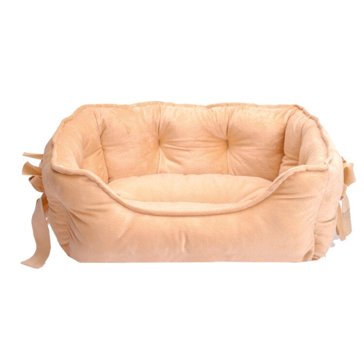Mc Ster Zachte Huisdier Bed Kat Hond Korte Pluche Sofa Nest Strik Comfortabele Katoen Puppy Huis Kennel L/S waterdichte Warme Slaap Mat: Yellow / L