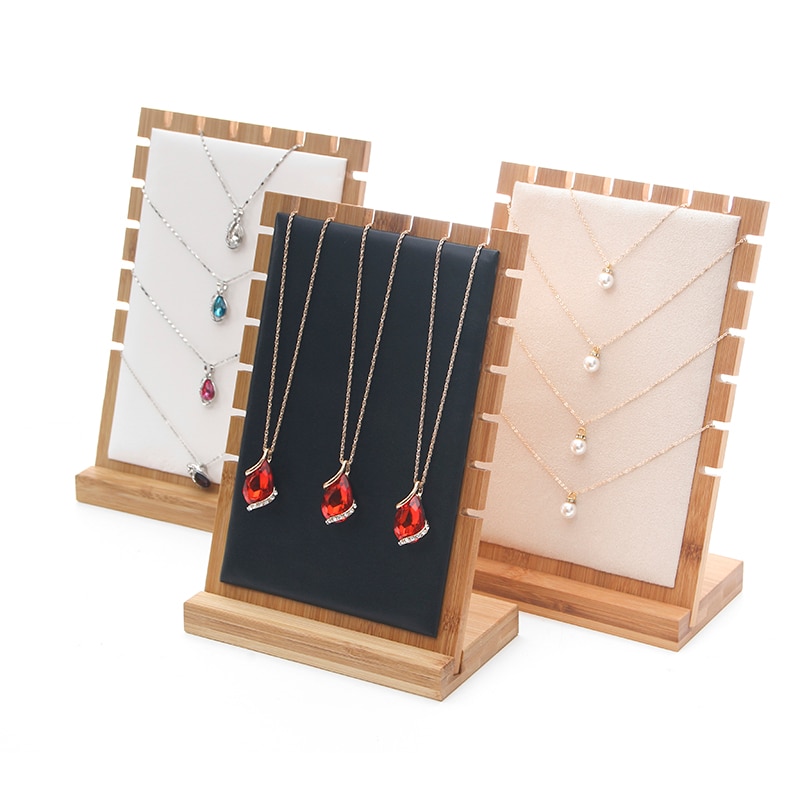 Mode Bamboe Sieraden Display Standaard Ketting Houder Hanger Lange Keten Opknoping Organizer Board