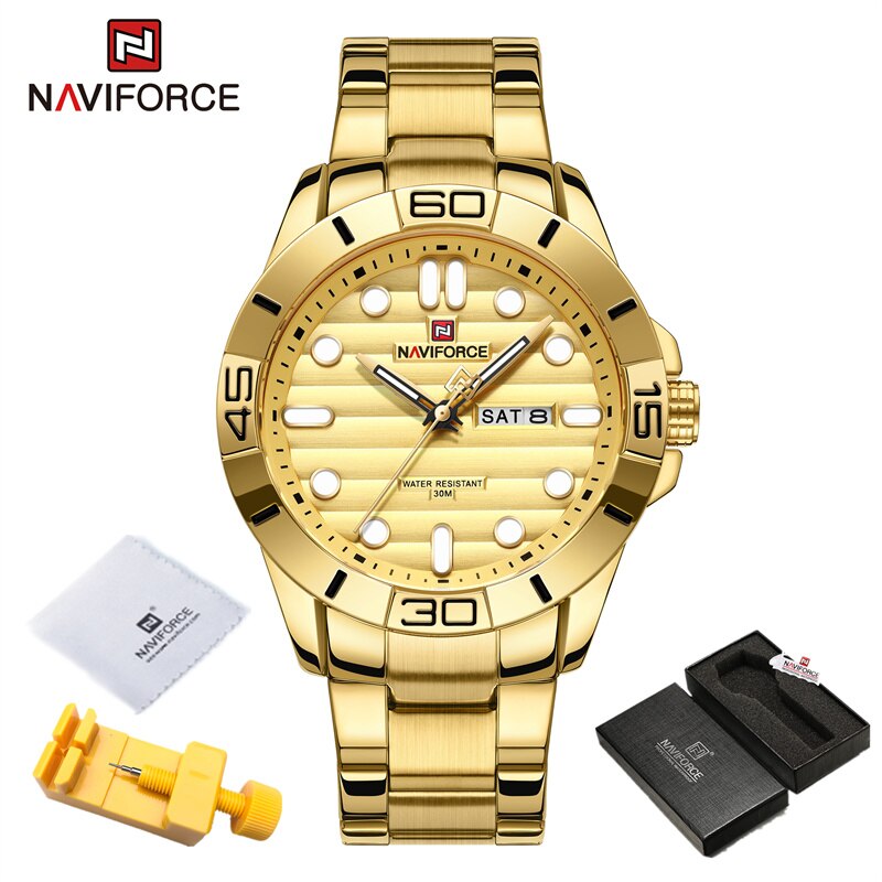 NAVIFORCE – montre-Bracelet lumineuse en acier inoxydable pour homme, à Quartz, étanche, Original, à la: GG BOX