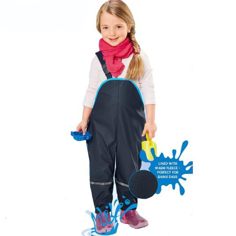 Girls Boy Waterproof Overalls Cotton Padded Rain Trousers Kid Windproof Pants Outdoor Pants German 98-128 European size