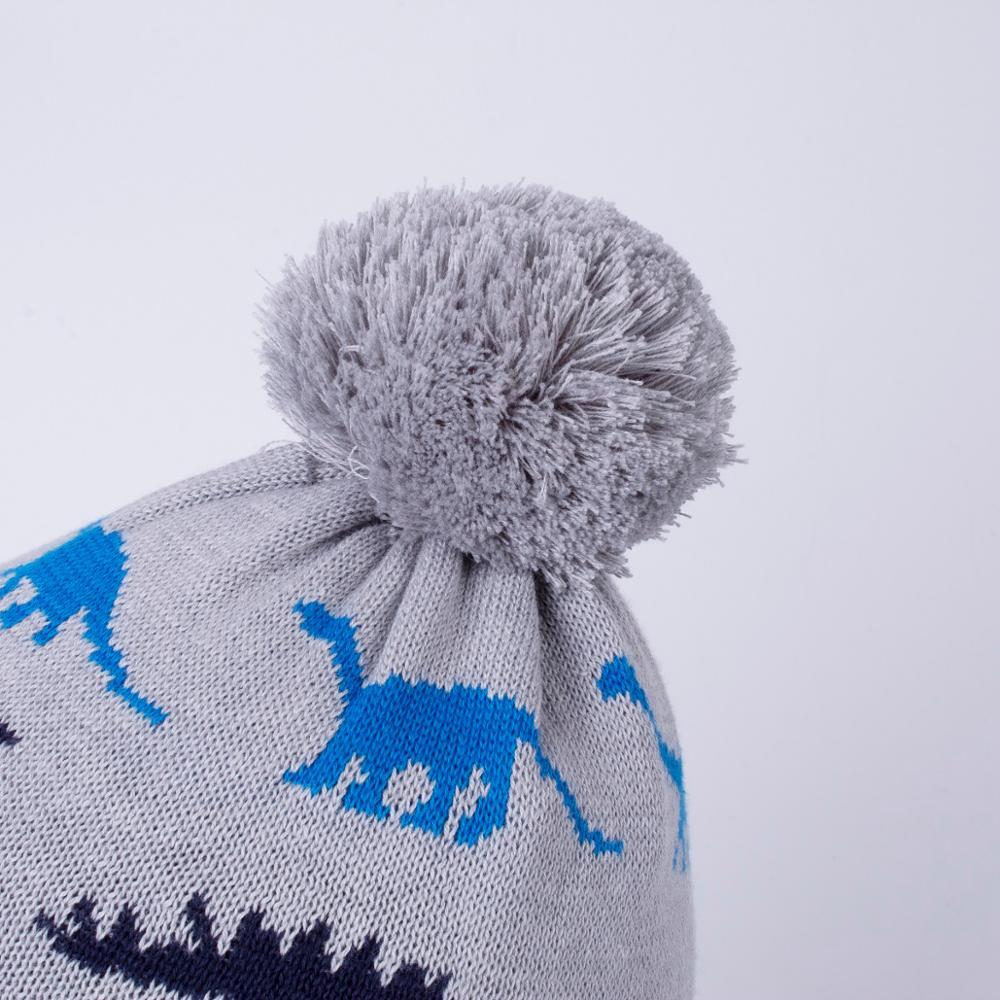 Connectyle smålåve spedbarn baby takrenne låve vinter hodeskalle lue tegneserie dinosaur strikket fleece fôret lue lue øreklaff vindtett lue