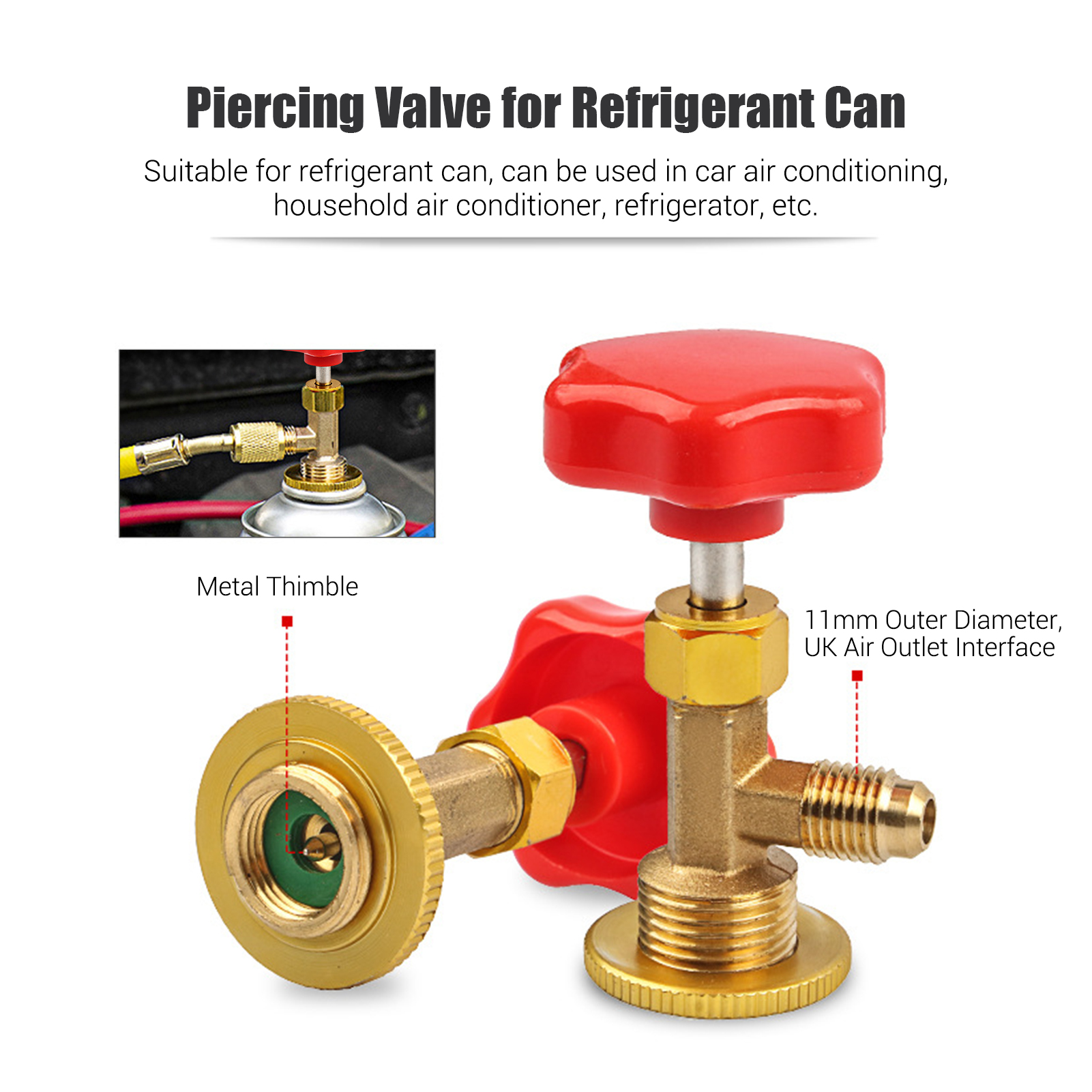 Piercing Ventiel Voor Koelmiddel Kan Auto Airconditioning Charge Valve Huishouden Airconditioner Koelkast Open Klep