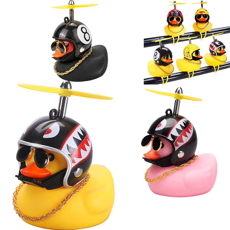 Pato de coche con casco, colgante de viento roto, pato amarillo pequeño, Motor de bicicleta de carretera, casco, accesorios de ciclismo sin luces