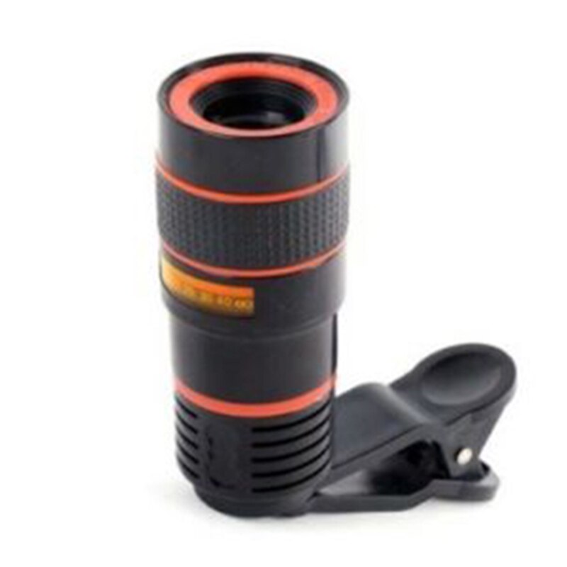 12X Long Zoom Clip-on Phone Lens Camera Optical Telescope Lens Universal For iOS Android Mobile Cell Smart Phone Accessory: Black