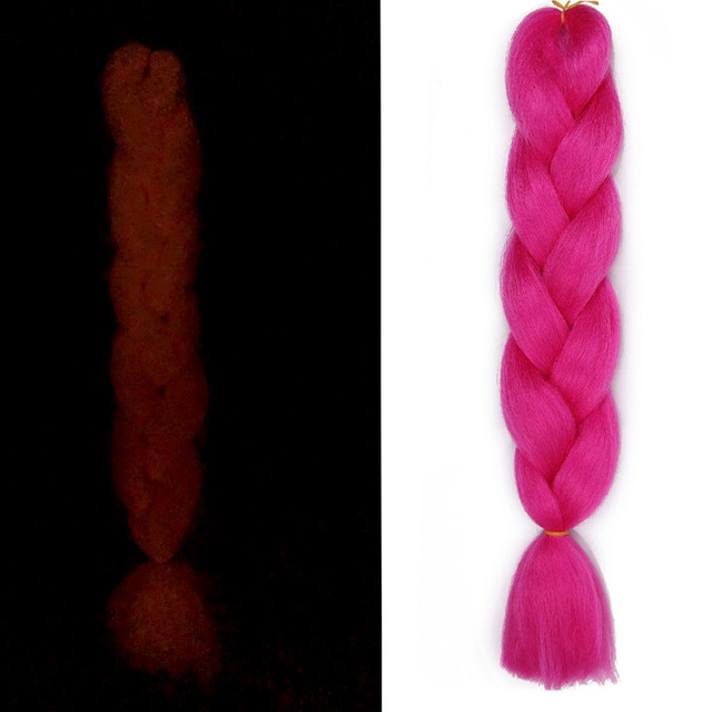 Extensiones de pelo de trenzado Jumbo brillante pelo sintético de colores para trenzas de pelo de kanekalon Msglamor de luz fluorescente trenzada africana