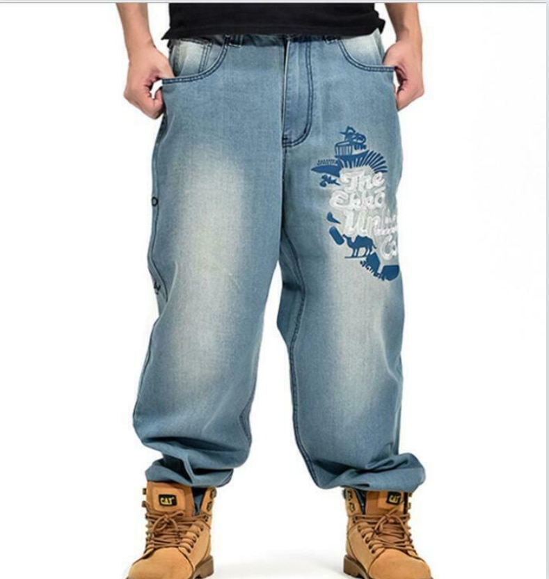 Mens Hip-Hop Jeans Denim Relaxed Baggy Loose Streetwear Pants Trousers Biker Plus Size 30-46: 32