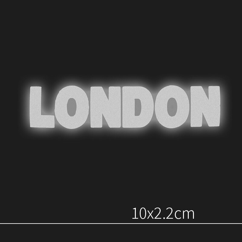 Multi-form varmeoverførende reflekterende tape stempling folie klistermærke vinyl film sølv jern på stof reflekterende klud gør-det-selv syning: London