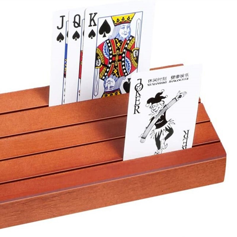 Träkortshållare poker rack brickor för att organisera kort på festspel rummy match