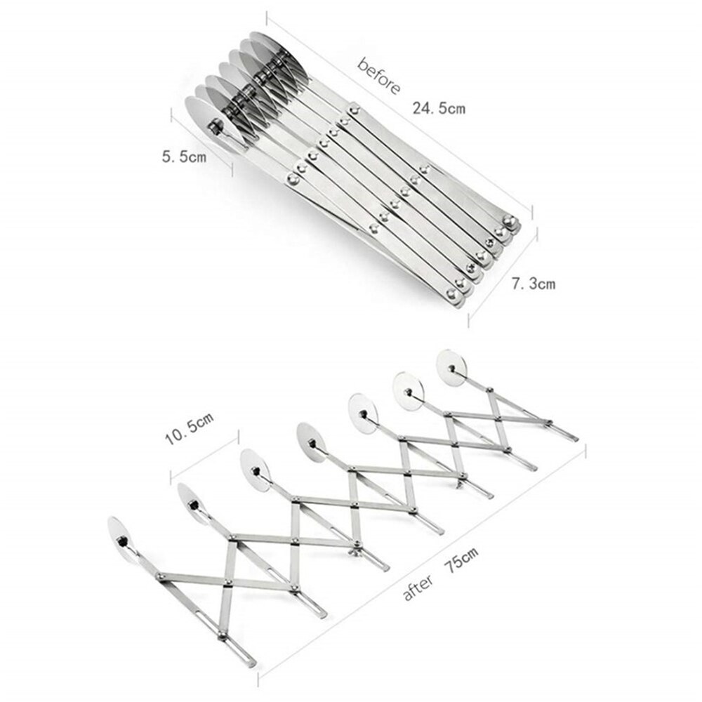 3/5/7 Wielen Cutter Deeg Divider Side Pasta Mes Flexibele Roller Blade Gebak Pizza Dunschiller Rvs bakvormen Gereedschap: 7 Wheels