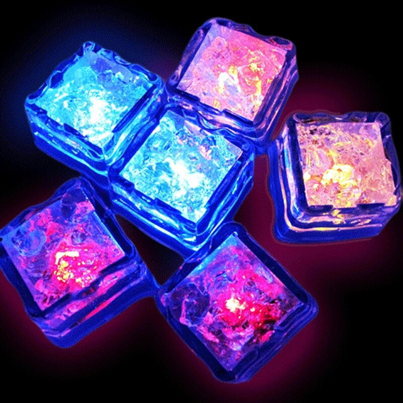 Cubes de glace Flash, outil de décoration de Festival, de mariage, de noël, à couleur changeante, pousse dans la nuit, 12 pièces/1 pièces, LED lumineuse pièces: 1pc color fastflash