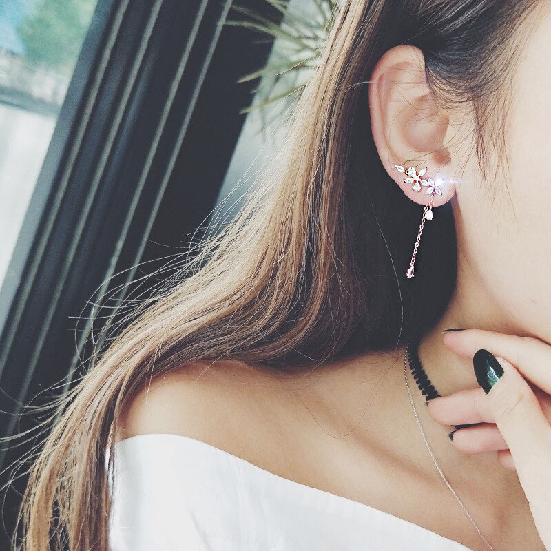 DIEERLAN 925 sterlina d'argento Zircone Acqua Orecchini A Pendaglio per le donne di Modo Brincos Pendientes Bello Dei Monili di Trasporto di Goccia