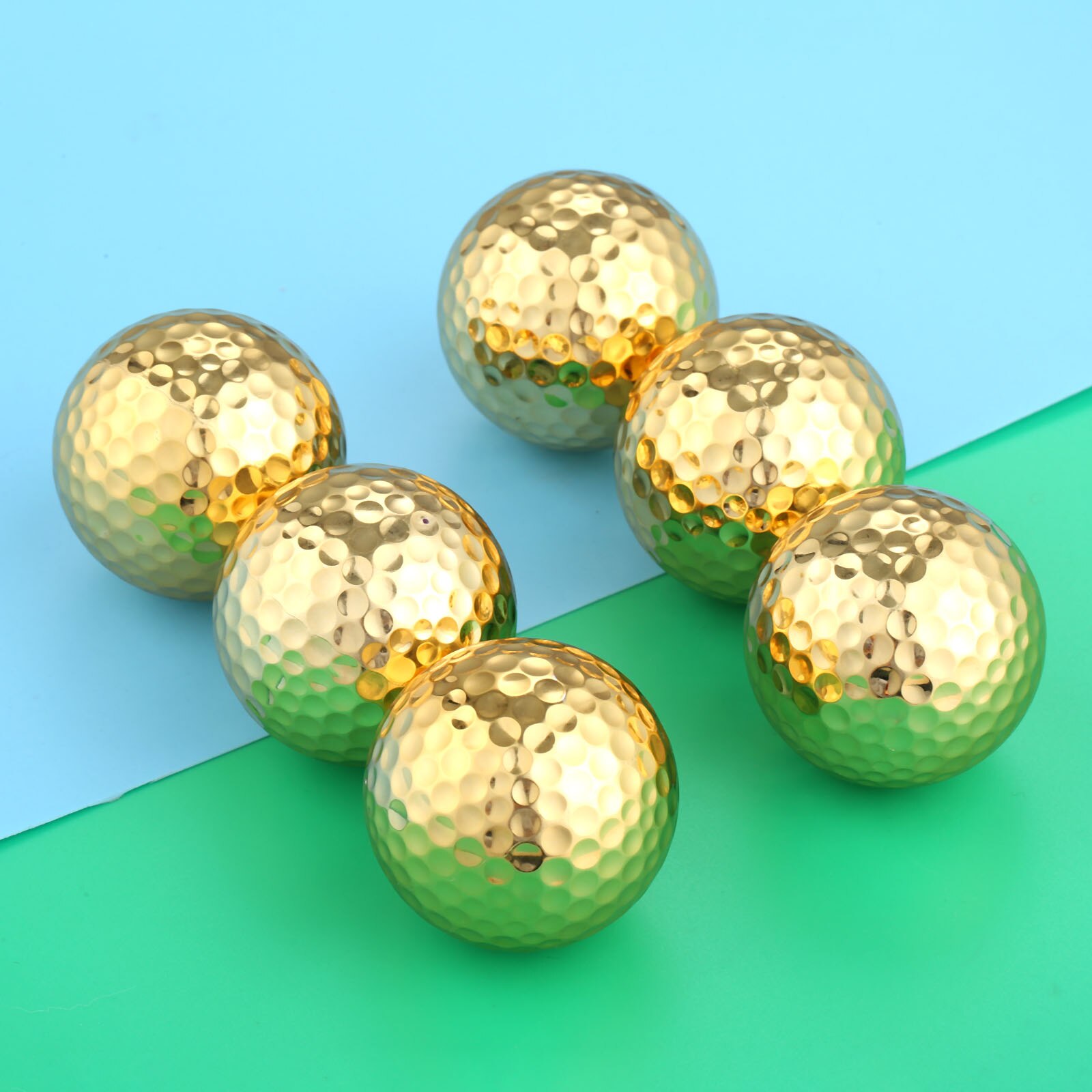 6 stk/parti to lag guldfarvede golfbolde golføvelsesbolde golfspiller træningstilbehør diameter 42.67mm