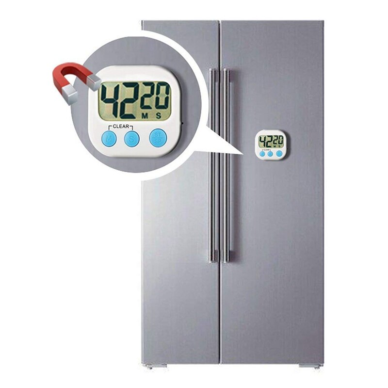 Kitchen Timer 3 Pack Small Digital Electronic Loud Alarm, netic Backing, On/Off Switch, Minute Second Countdown/Up, White, Gr