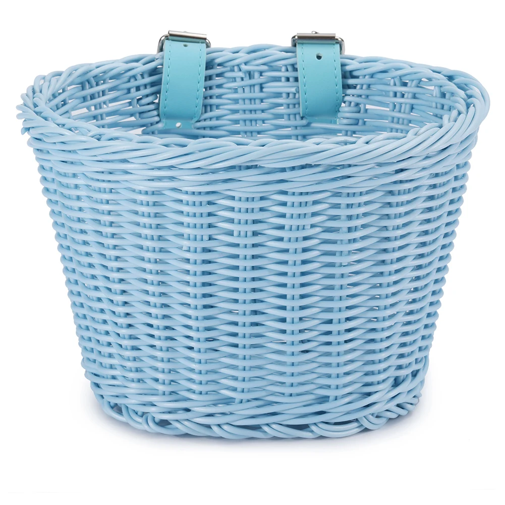 Fahrradkorb Kinder handgewebter Fahrradkorb Fahrrad vorne Lenker Cargo Pannier mit Glocke Quaste Aufkleber Set Fahrradkörbe: Blau