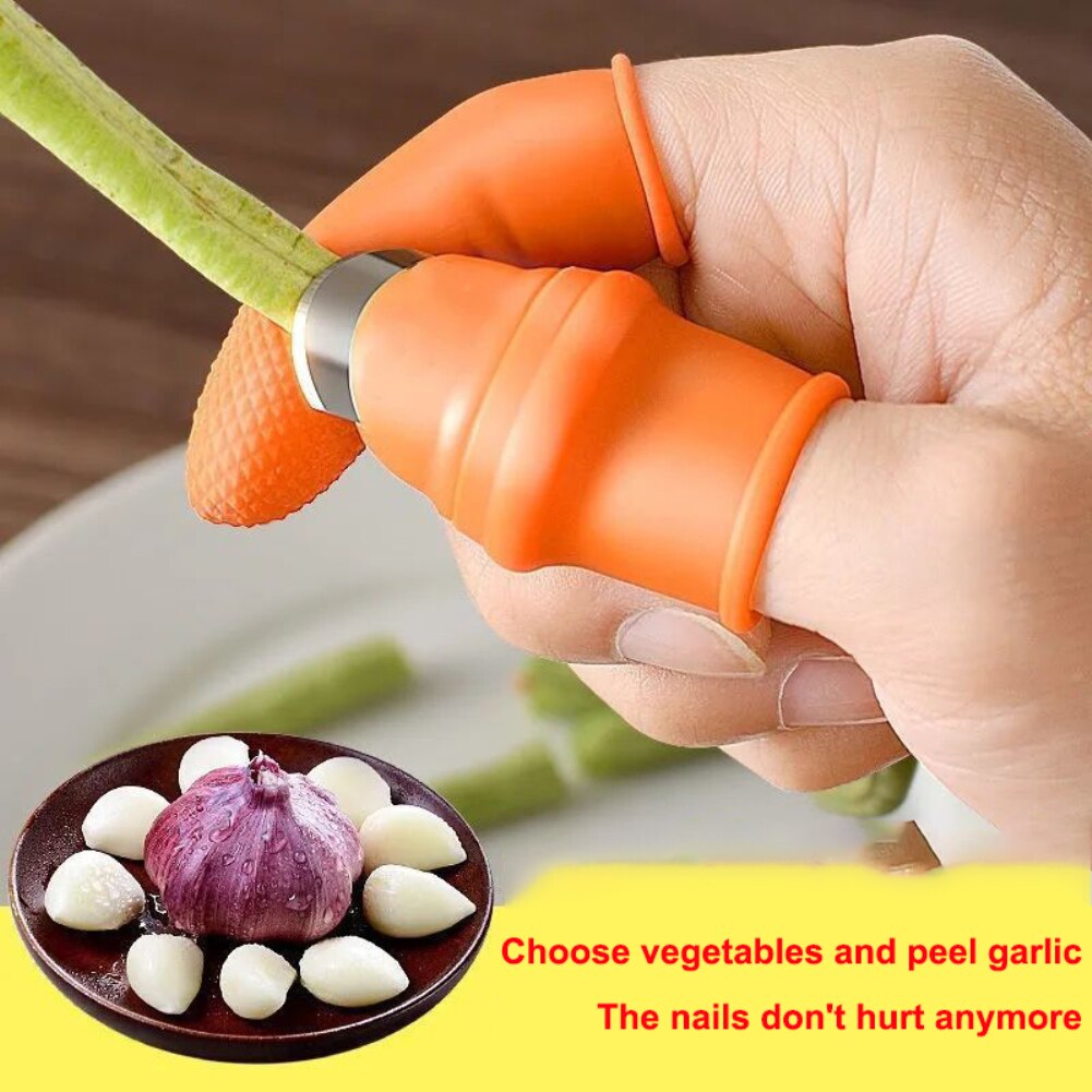 1 Set Silicone Finger Protector With Blade For Fruits Vegetable Thumb Knife Finger Guard Kitchen Gadgets Kitchen Accessories