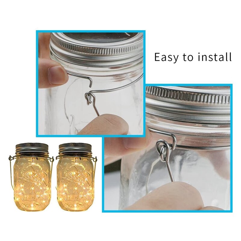 12 Pack Stainless Steel Wire Handles for Mason Jar, Canning Jars, Mason Jar Hangers and Hooks for Regular Mouth