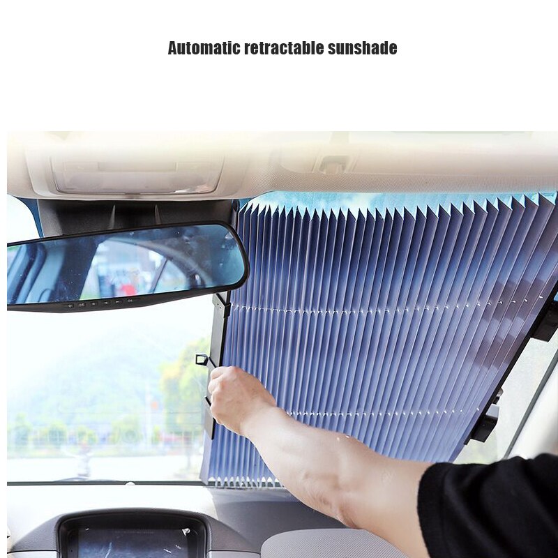 Anti-uv bilrude skygge bil udtrækkelig forrude bil front solblok auto bagrude foldbart gardin 46/65/70/ cm solskærm
