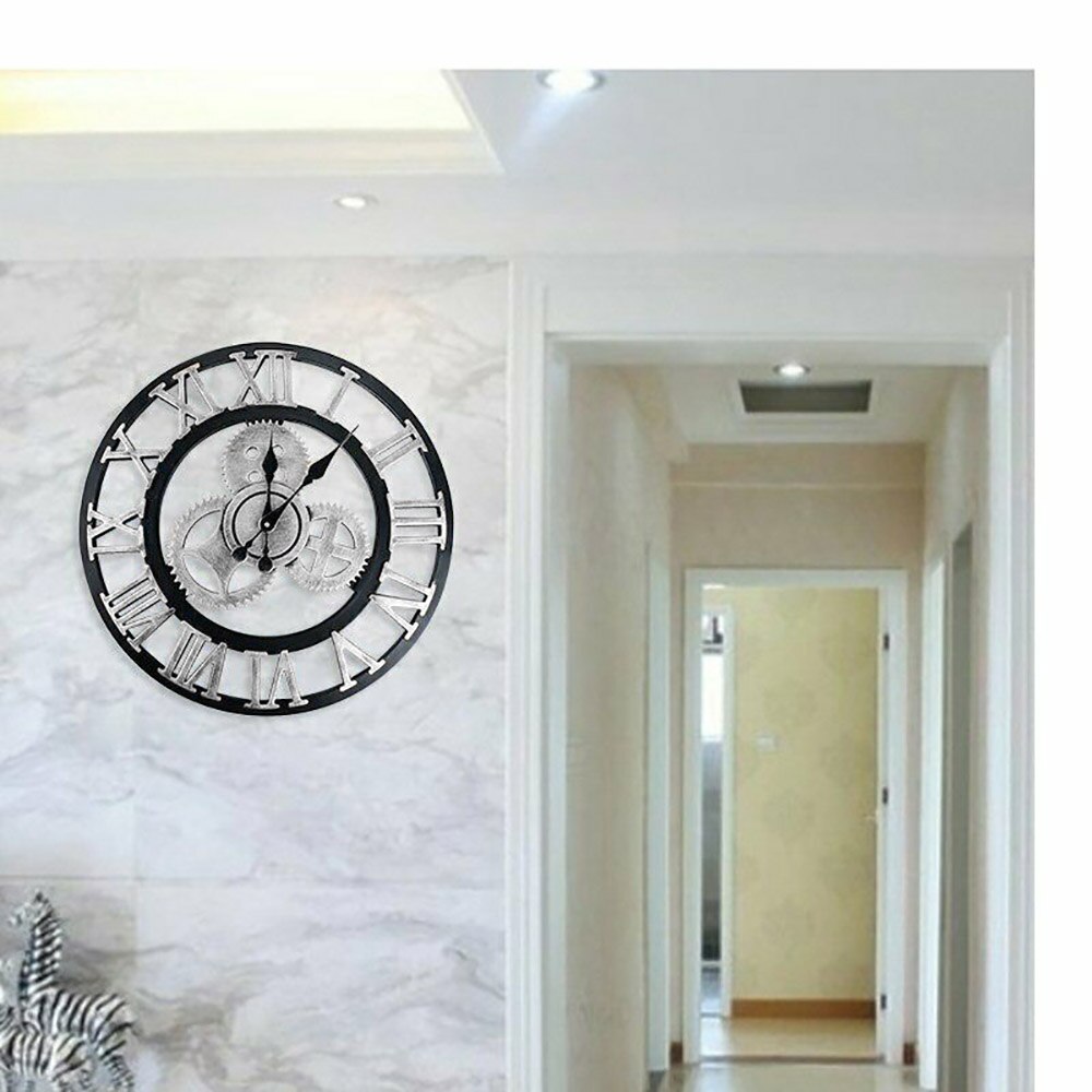 Wall Clock Industrial Gear Wall Clock Wall Art Decor Decorative Retro MDL Wall Clock Industrial Age Style Room Decoration