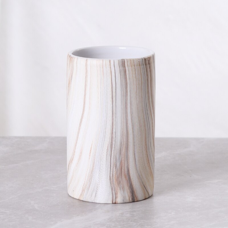Mouth cup Bathroom supplies Couple ceramic toiletries Brushing cups: Wooden Straight Cup