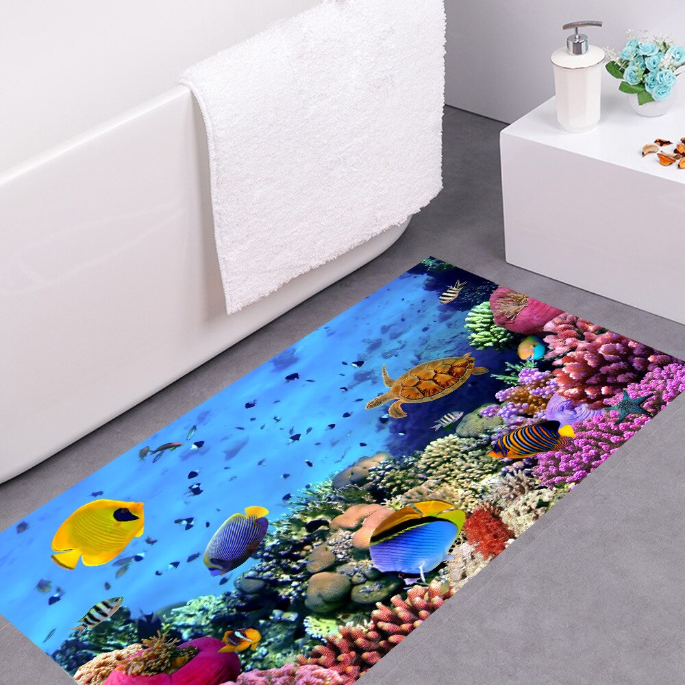 3D Oceaan Dolfijn Zeester Pebble Vloer Muursticker Decor Woonkamer Landschap Tegels Stickers Badkamer Waterdicht Behang