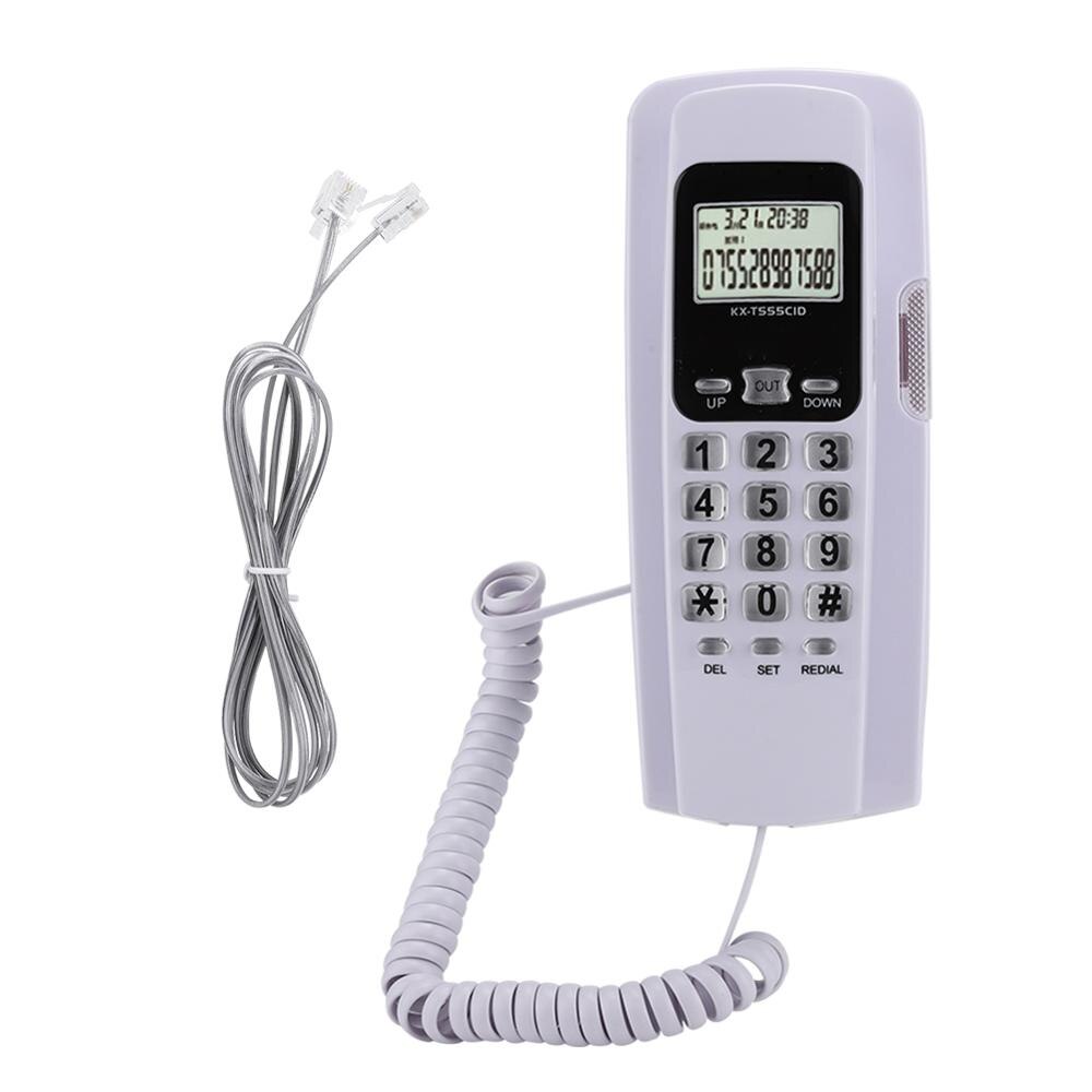 Mini telefone fixado na parede, sistema de telefone com luz de fundo lcd, dtmf/fsk, identificação de telefone para casa e escritório telefone: WHITE