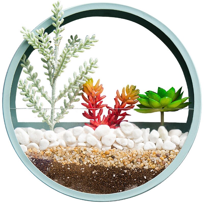 Rund jern væg hængende vase blomsterkurv hængende blomsterkrukke saftig plante vægplanter indretning hjem bonsai dekoration