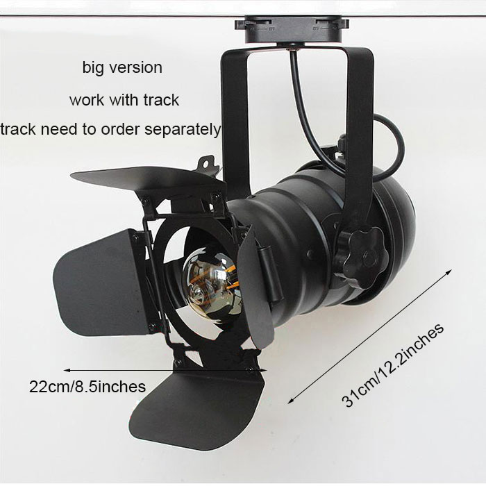 Jahrgang E27 Schienenleuchte, Dachgeschoss industriell Scheinwerfer Schienenleuchte, schwarze Schienenlampe mit Blindtür, Beleuchtung für Bekleidungsgeschäfte und beladen: Orange / Schwarz