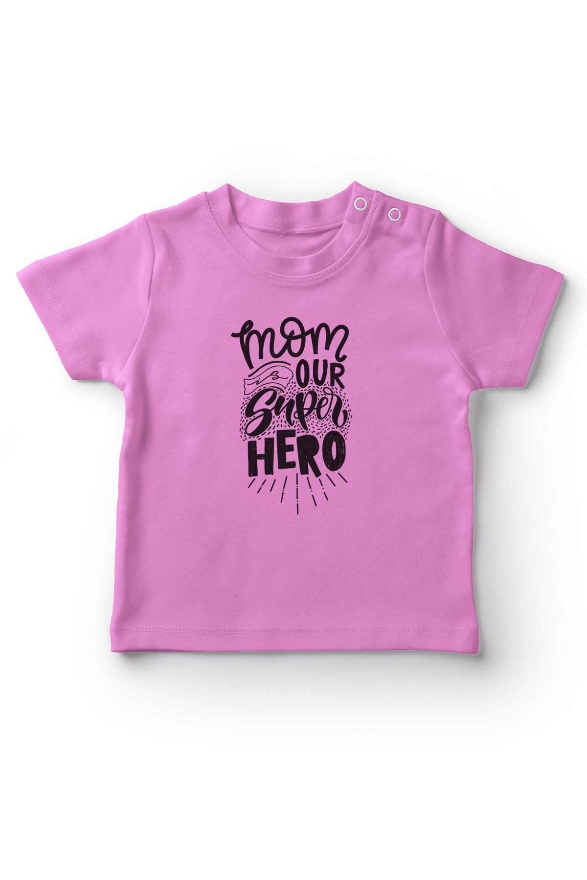 Angemiel Baby Mom Our Super Our Hero Girl Baby T-Shirt Pink