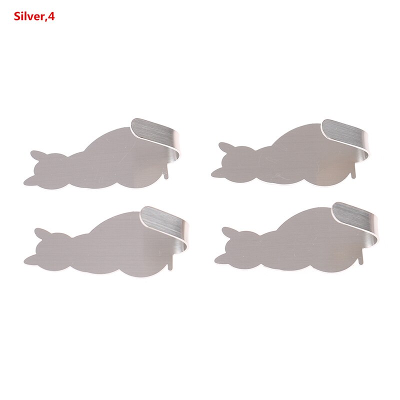 Zelfklevende Haken Kat Patroon Opslag Houder Voor Badkamer Keuken Hanger Stick Op Wall Opknoping Deur Kleren Handdoekhouders: Silver 4