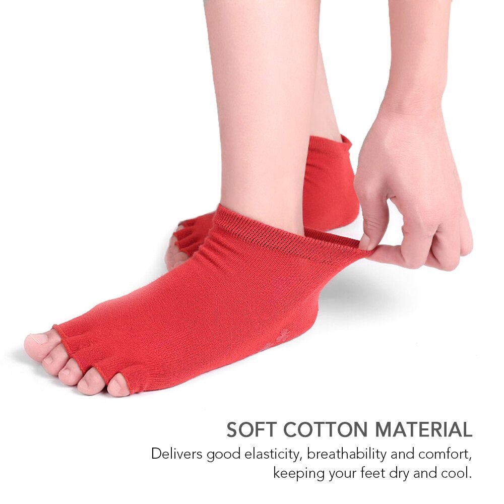 3 pairs Yoga Socks Non-Slip Open Toe Cotton Yoga Socks with Grips for Women Pilates Ballet Dance Workout Sports Socks