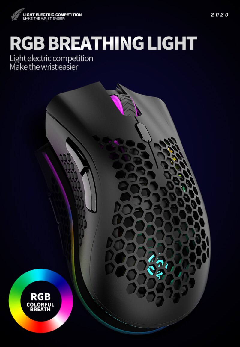 BM600 2,4 GHz Drahtlose Maus 1600DPI USB Aufladbare Waben RGB Optische 7 Tasten Maus Für Laptop PC Spiel Büro